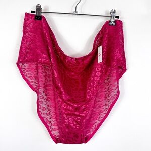 Ashley Stewart Maroon Pink Leopard Print Lace Panty